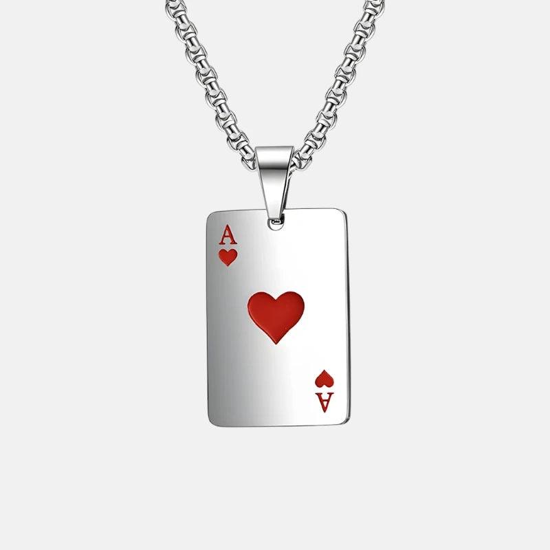 Colar Cartas de Pôquer em Aço Inoxidável