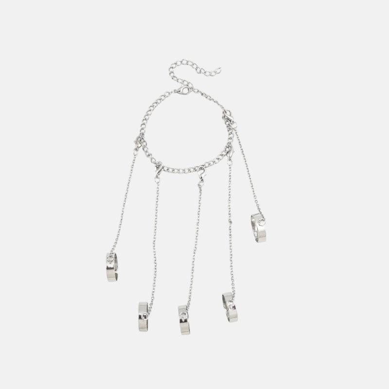 Pulseira Geométrica de Pulso com Anéis Punk